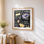 Sugar cookies recipe cross stitch artwork displayed on wall as home decor