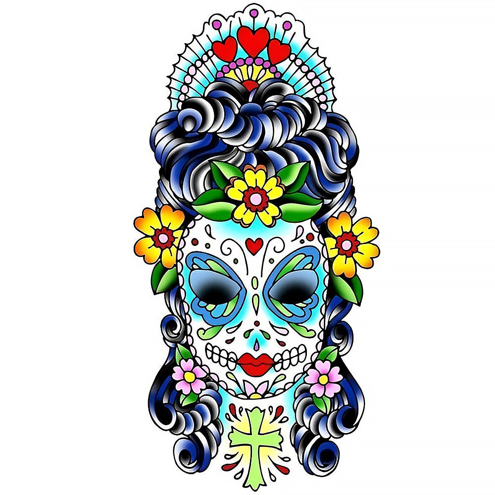Sugar skull with blue hair cross stitch kit for beginners