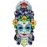 Sugar skull with blue hair cross stitch kit for beginners
