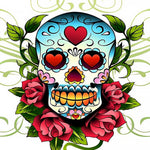Sugar skull with heart eyes and roses cross stitch kit for beginners