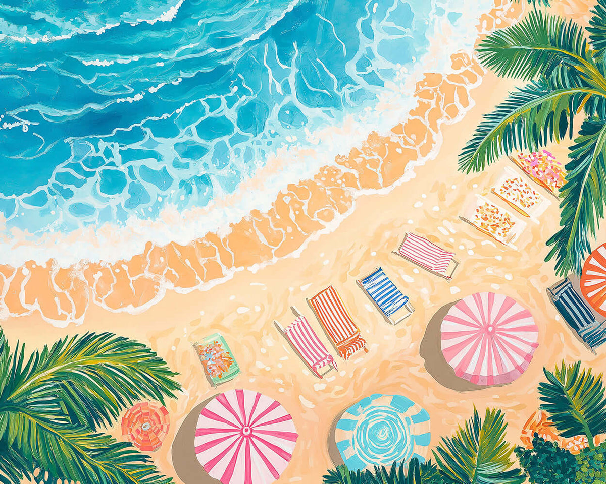 Summer beach parasols paint by numbers kit for beginners