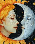 Sun and moon faces cross stitch kit for beginners
