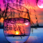 Sun and moon reflection in a wine glass paint by numbers kit for beginners