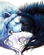 Sun and moon twin lions paint by numbers kit for beginners