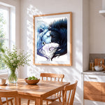 Sun and moon twin lions paint by numbers artwork displayed on wall as home decor