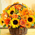 Sunflower and rose basket cross stitch kit for beginners