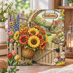 Sunflower cottage garden welcome pearl diamond painting kit for beginners