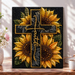 Sunflower cross with faith pearl diamond painting kit for beginners