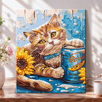 Sunflower feline vibes pearl diamond painting kit for beginners