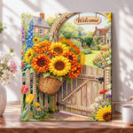 Sunflower garden welcome pearl diamond painting kit for beginners