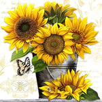 Sunflowers and butterfly with vintage text cross stitch kit for beginners