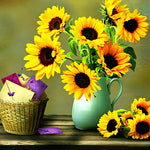 Sunflowers and envelopes cross stitch kit for beginners