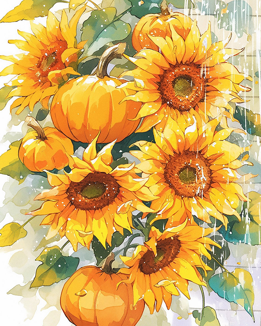 Sunflowers and pumpkins cross stitch kit for beginners