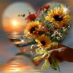 Sunflowers and sunset heart cross stitch kit for beginners
