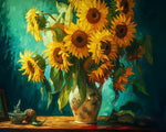 Sunflowers in a floral vase cross stitch kit for beginners