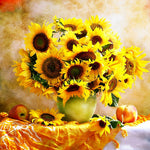 Sunflowers in a vase cross stitch kit for beginners