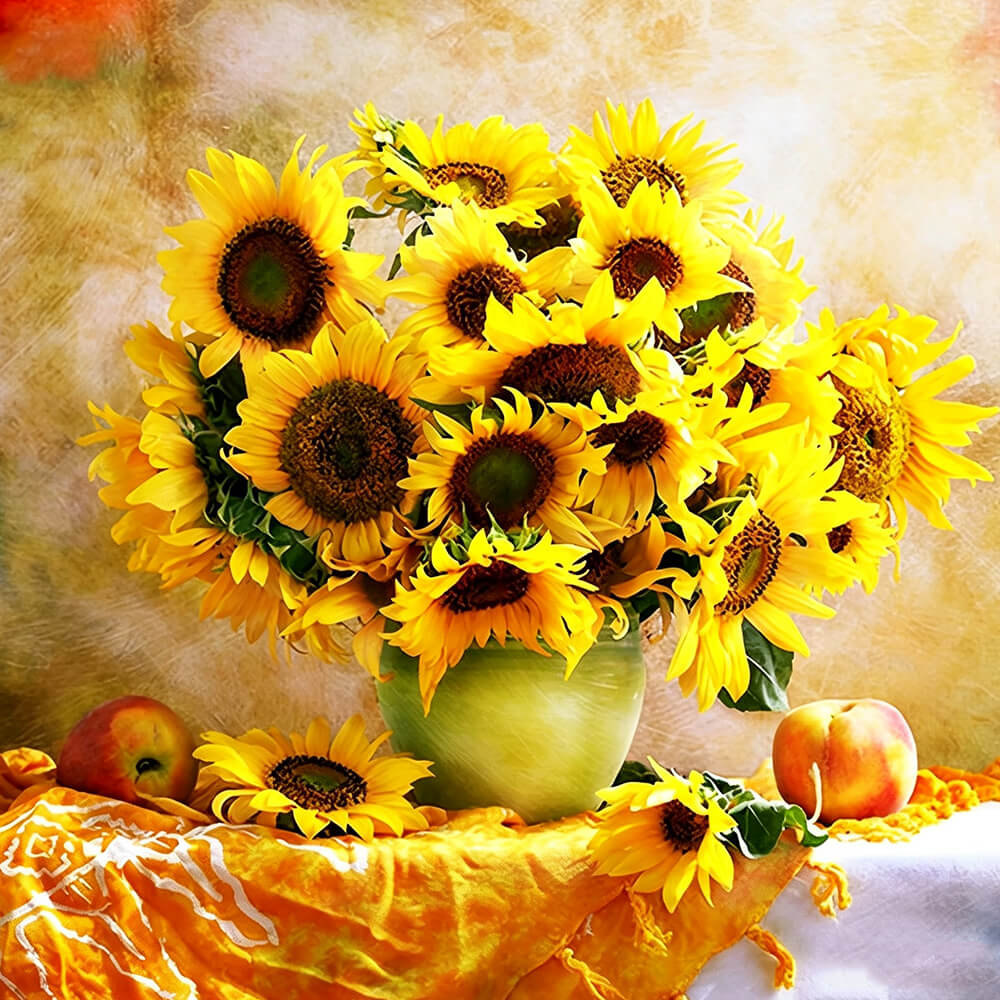 Sunflowers in a vase cross stitch kit for beginners