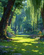 Sunlit willow forest cross stitch kit for beginners