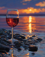 Sunset beach red wine glass cross stitch kit for beginners