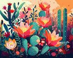 Sunset cacti in bloom cross stitch kit for beginners
