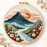 Sunset over mountain peaks embroidery kit
