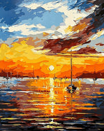 Sunset over the harbour cross stitch kit for beginners