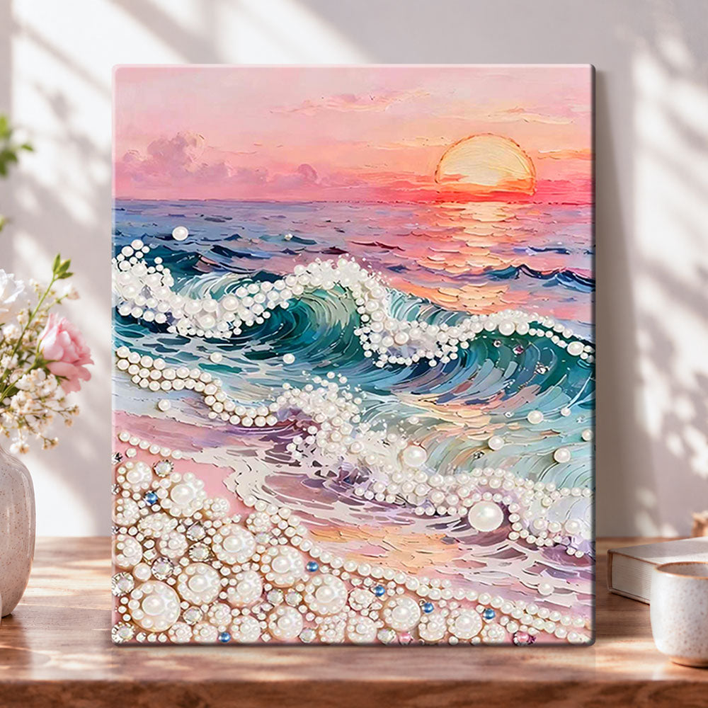 Sunset pearl ocean pearl diamond painting kit for beginners