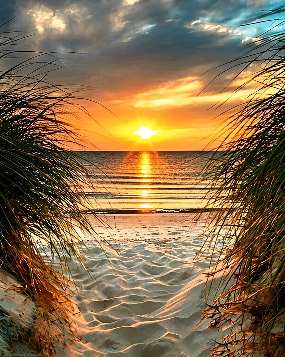 Sunset through beach and grass paint by numbers kit for beginners
