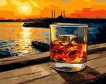 Sunset whisky glass cross stitch kit for beginners