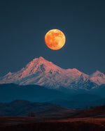 Super moon over snowy mountain cross stitch kit for beginners