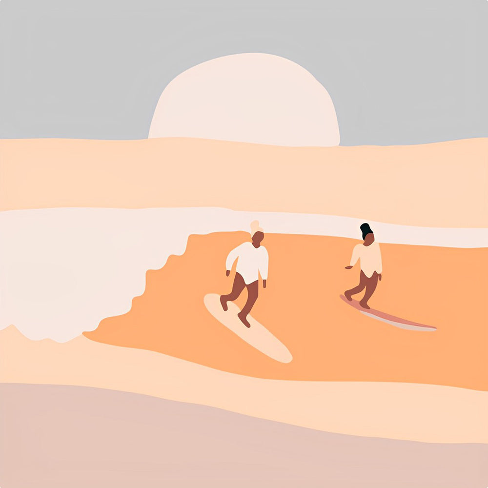 Surfers at sunset cross stitch kit for beginners