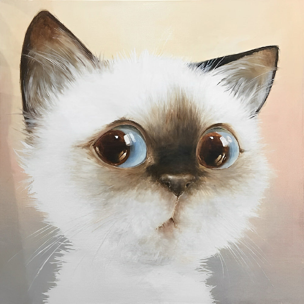 Surprised cat face cross stitch kit for beginners