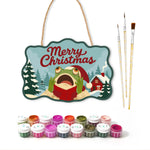 Surprised frog moment paint by numbers door hanger with paints and brushes