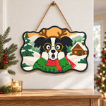 Surprised reindeer dog paint by numbers door hanger as indoor wall decor
