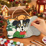Surprised reindeer dog paint by numbers door hanger painting process