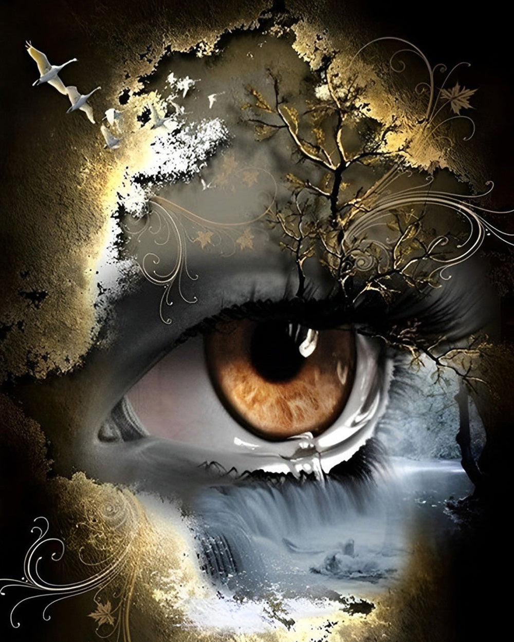 Surreal eye of nature cross stitch kit for beginners
