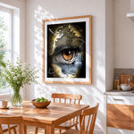 Surreal eye of nature paint by numbers artwork displayed on wall as home decor