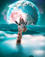 Surreal giraffe above the clouds paint by numbers kit for beginners