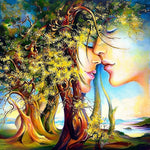 Surreal tree and faces fusion cross stitch kit for beginners