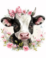 Sweet cow with blossom crown cross stitch kit for beginners
