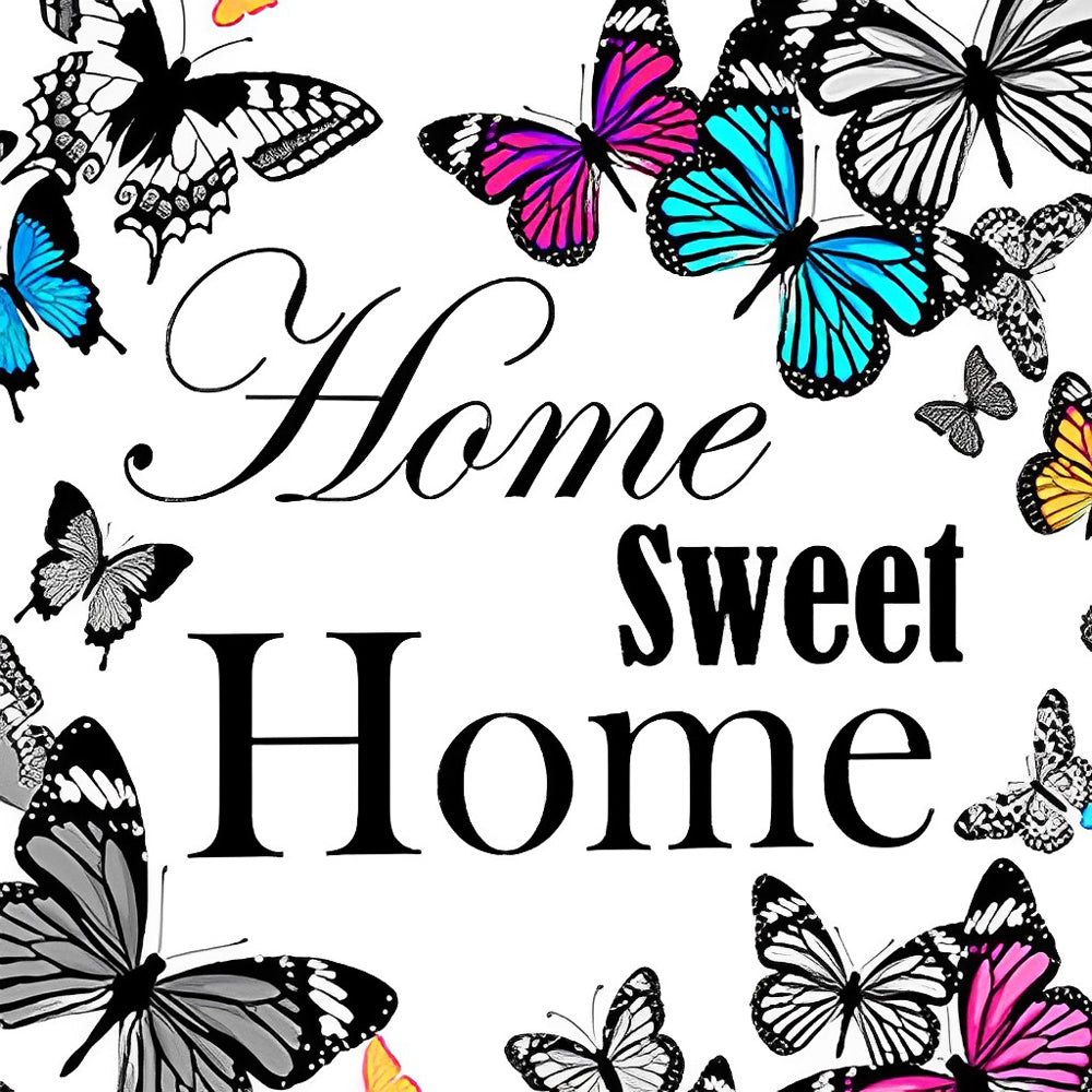 Sweet home and colourful butterflies cross stitch kit for beginners