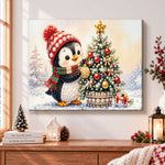 Sweet penguin with christmas ornaments pearl diamond painting kit for beginners