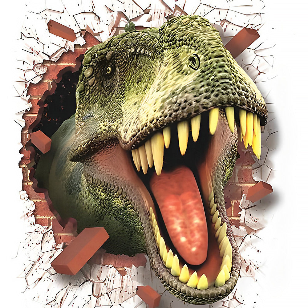 T-rex breaking through the wall paint by numbers kit for beginners