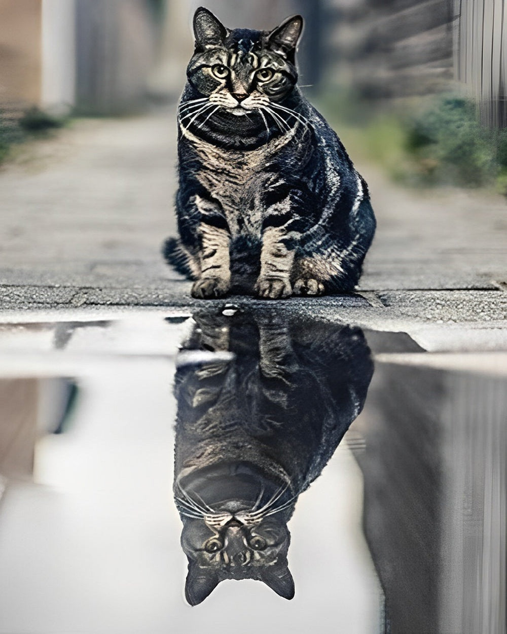 Tabby cat reflection cross stitch kit for beginners
