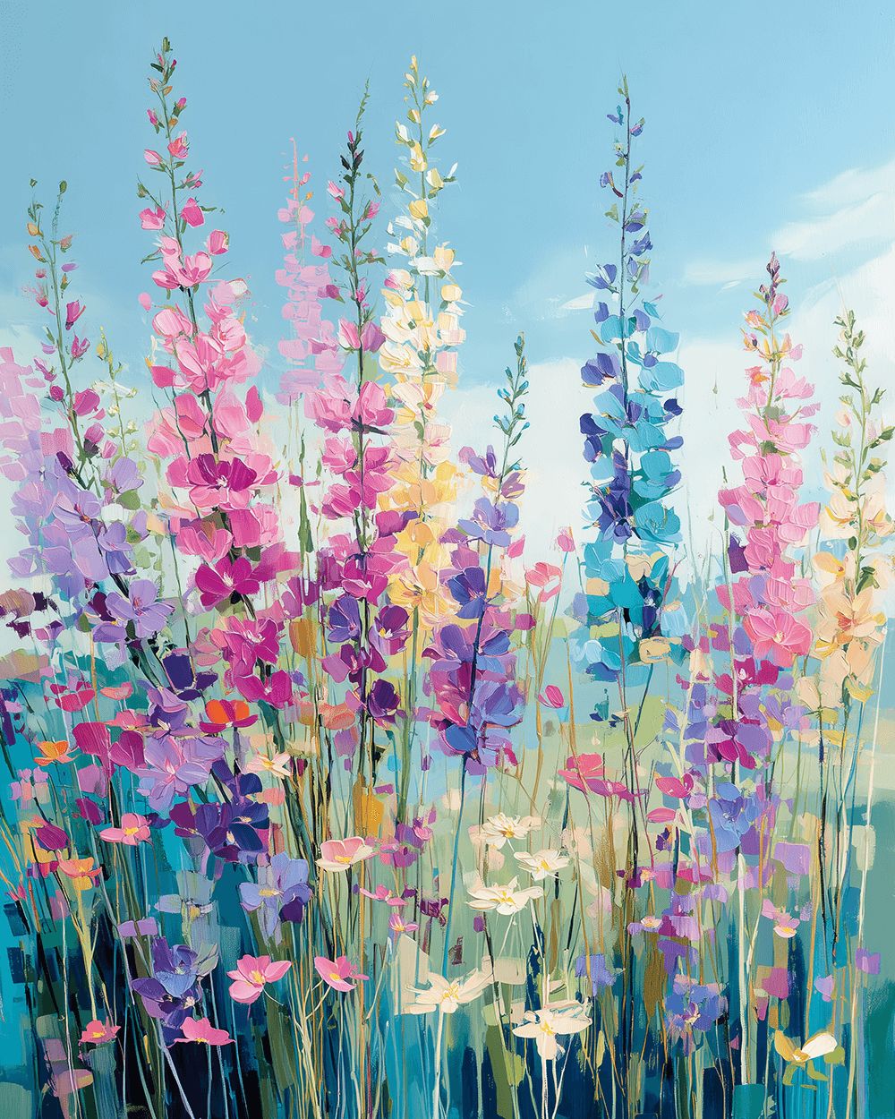 Tall colourful wildflowers cross stitch kit for beginners