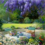 Tea table under wisteria cross stitch kit for beginners