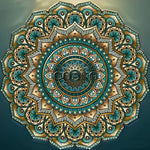 Teal and gold mandala cross stitch kit for beginners