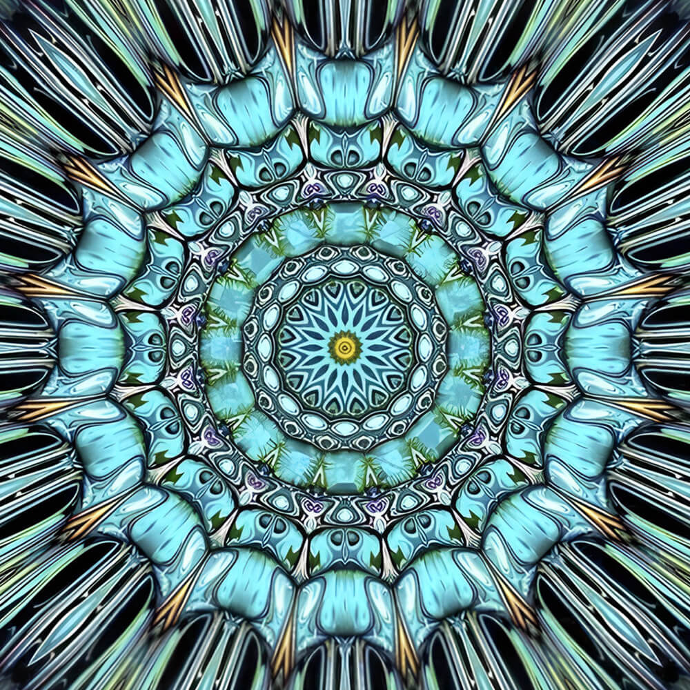 Teal kaleidoscope mandala cross stitch kit for beginners