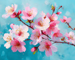 Textured pink blossom branches paint by numbers kit for beginners