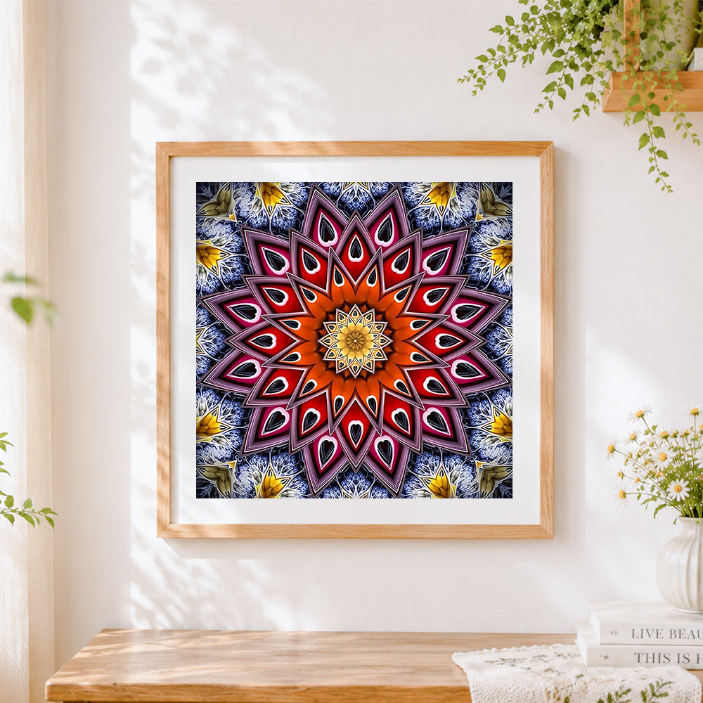 Finished the blooming mandala cross stitch artwork displayed